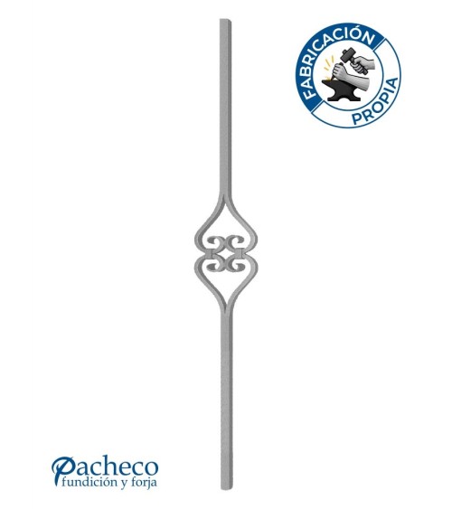 Balaustre Forjado Doble Corazón Cuadrado de 16mm