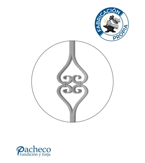 Balaustre Forjado Doble Corazón Cuadrado de 16mm