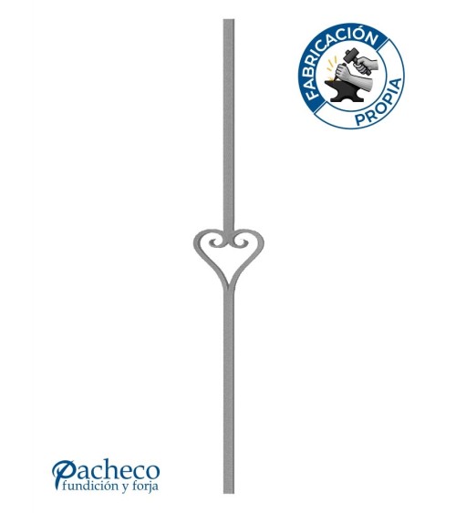 Balaustre Forjado Corazón Cuadrado de 16mm