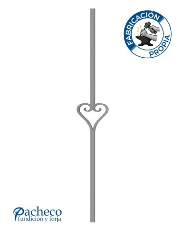 Balaustre Forjado Corazón Cuadrado de 16mm