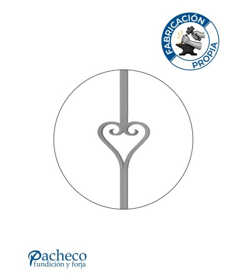 Balaustre Forjado Corazón Cuadrado de 16mm