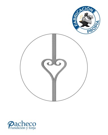 Balaustre Forjado Corazón Cuadrado de 16mm