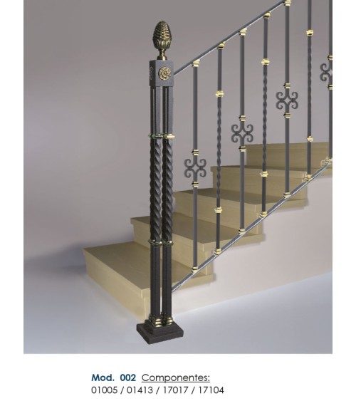 Balaustre Forjado Volutas Dobles Cuadrado de 14mm -16mm