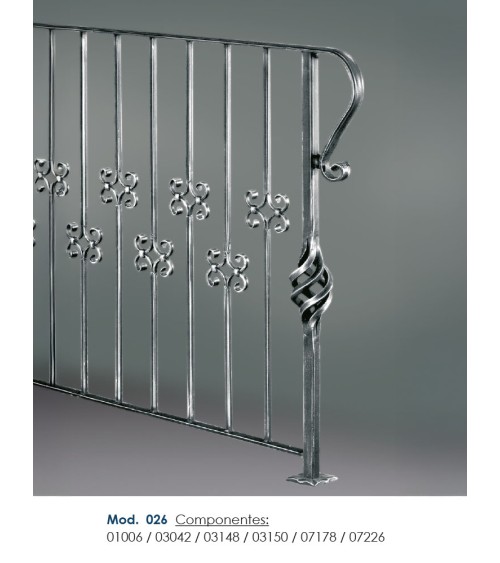 Balaustre Forjado Volutas Dobles Cuadrado de 14mm -16mm