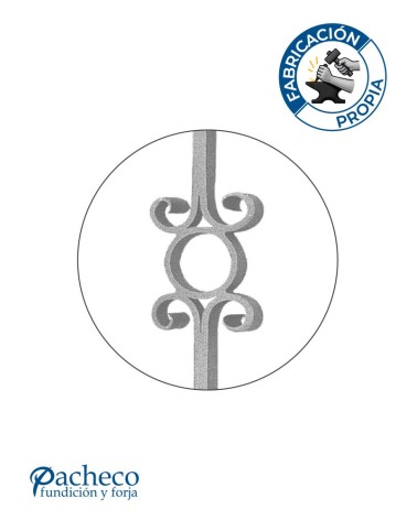 Balaustre Forjado Círculo Central Cuadrado 16 mm