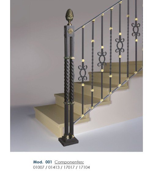 Balaustre Forjado Círculo Central Cuadrado 16 mm