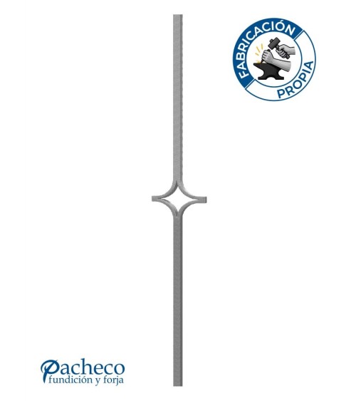 Balaustre Forjado Rombo Puntas Rectas Cuadrado 16 mm