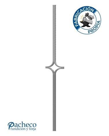 Balaustre Forjado Diamante Puntas Rectas Cuadrado 16 mm