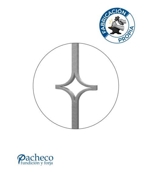 Balaustre Forjado Rombo Puntas Rectas Cuadrado 16 mm