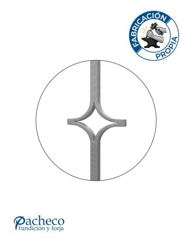 Balaustre Forjado Rombo Puntas Rectas Cuadrado 16 mm