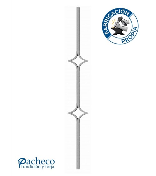 Balaustre Forjado Doble Diamante Cuadrado 16 mm