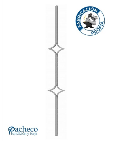 Balaustre Forjado Doble Diamante Cuadrado 16 mm