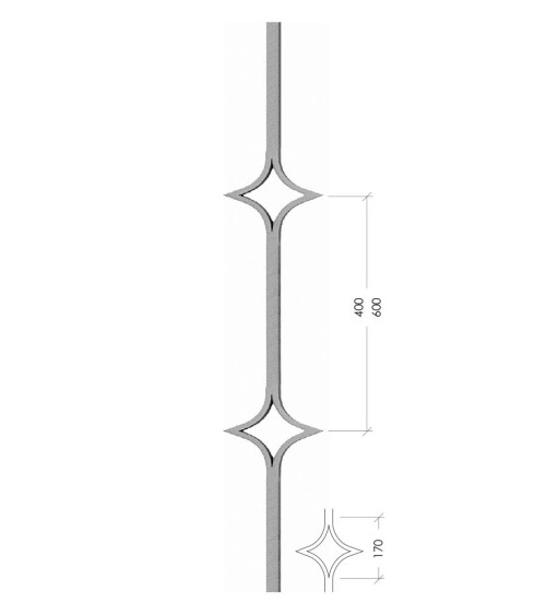 Balaustre Forjado Doble Diamante Cuadrado 16 mm