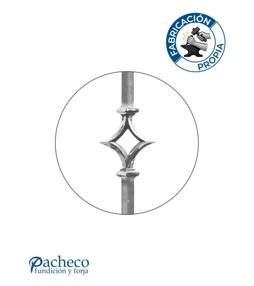 Balaustre Forjado Diamante Macollas Cuadrado 16 mm