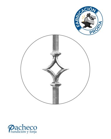 Balaustre Forjado Diamante Macollas Cuadrado 16 mm