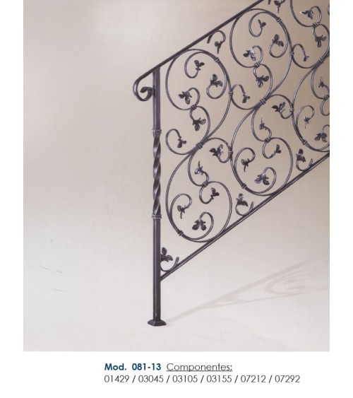 Balaustrada de Forja Volutas Enfrentadas y Hojas Forja Pletina 12x6 mm