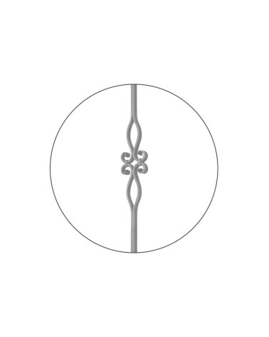 Balaustre Forjado Doble Volutas Óvalo Central Cuadrado 16 mm