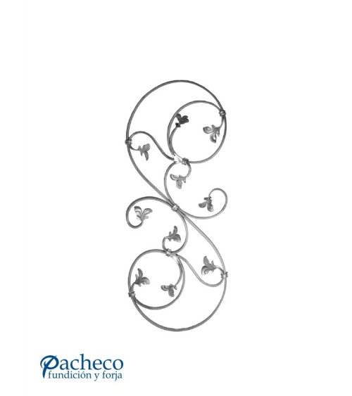 Balaustrada de Forja Volutas y Hojas Pletina 12x6 mm