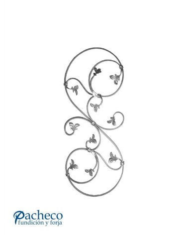 Balaustrada de Forja Volutas y Hojas Pletina 12x6 mm