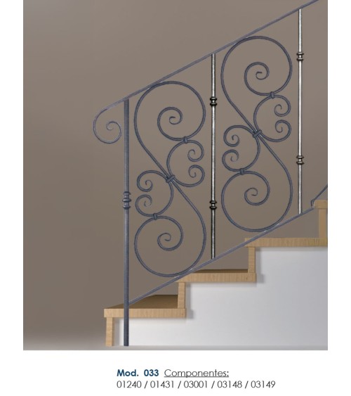 Balaustrada de Forja Doble Ce y Nudo Ornamental Redondo 14 mm