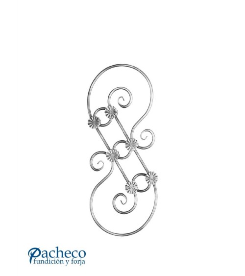 Balaustrada de Forja Adornos de Flores y Aros Centrales Redondo 14 mm