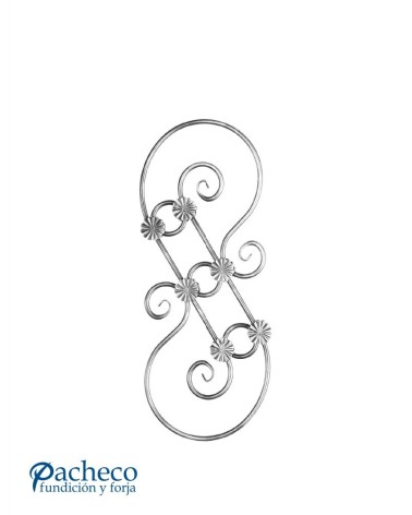 Balaustrada de Forja Adornos de Flores y Aros Centrales Redondo 14 mm