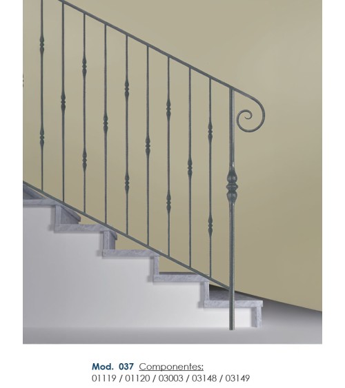 Pasamanos de Forja Liso con Pliegues Media Caña 50x14 - 40x12 mm