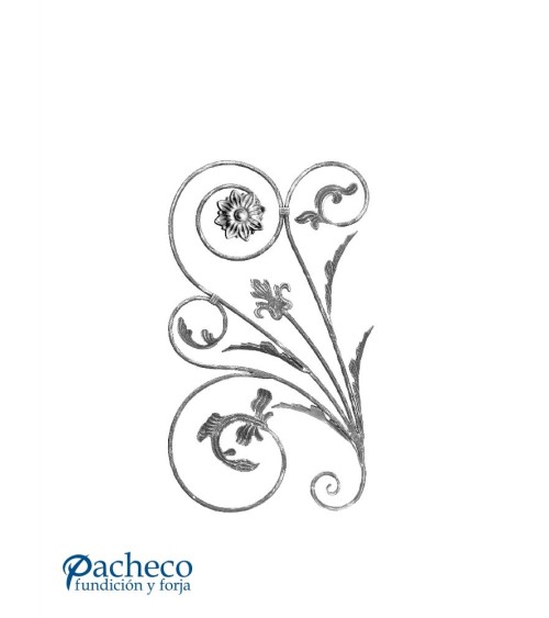 Balaustrada de Forja IZQ Adornos de Hojas y Flor Redondo 12 mm