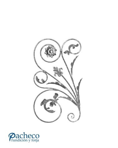 Balaustrada de Forja IZQ Adornos de Hojas y Flor Redondo 12 mm