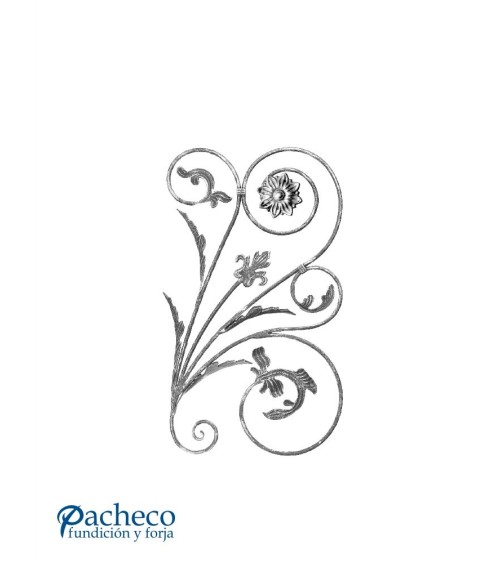 Balaustrada de Forja DCHA Adornos de Hojas y Flor Redondo 12 mm