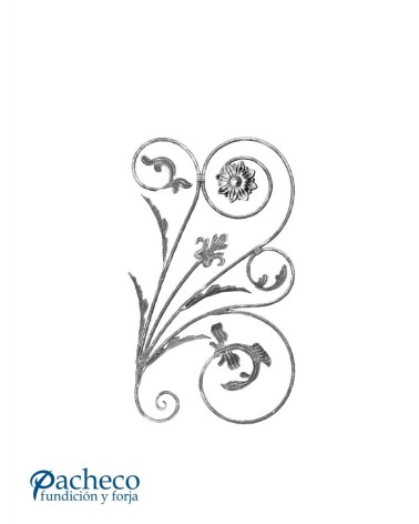 Balaustrada de Forja DCHA Adornos de Hojas y Flor Redondo 12 mm