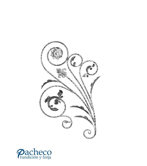 Balaustrada de Forja IZQ Adornos de Hojas y Flor Para Escalera Redondo 12 mm