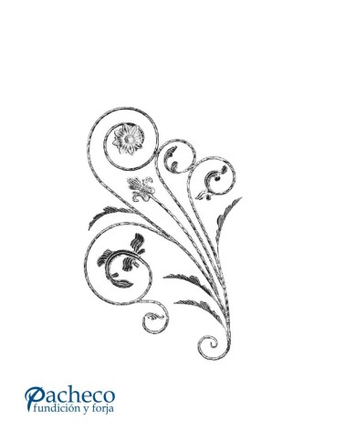 Balaustrada de Forja IZQ Adornos de Hojas y Flor Para Escalera Redondo 12 mm