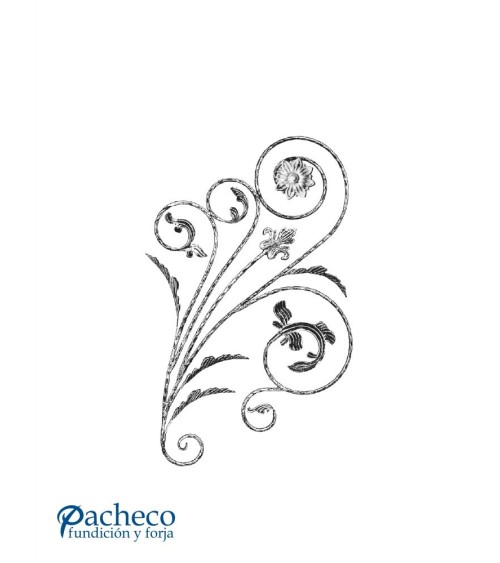 Balaustrada de Forja DCHA Adornos de Hojas y Flor Para Escalera Redondo 12 mm