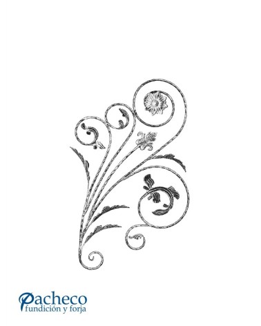 Balaustrada de Forja DCHA Adornos de Hojas y Flor Para Escalera Redondo 12 mm