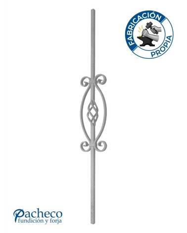 Balaustre Forjado Piña Central y Volutas Cuadrado 16 mm