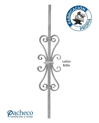 Balaustre Forjado Adorno Latón Brillo Cuadrado 16 mm