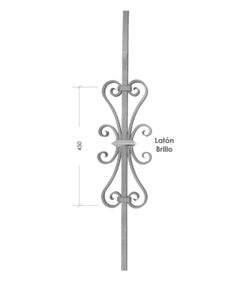 Balaustre Forjado Adorno Latón Brillo Cuadrado 16 mm