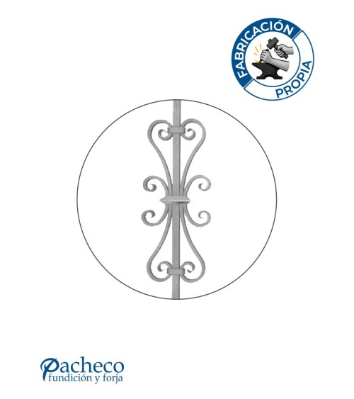 Balaustre Forjado Adorno Latón Cromado Cuadrado 16 mm