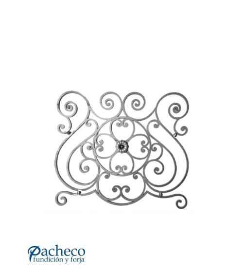 Balaustrada de Forja Eses de Forja Con Flor Central y Relieve En Ambas Caras Cuadrado 12 mm