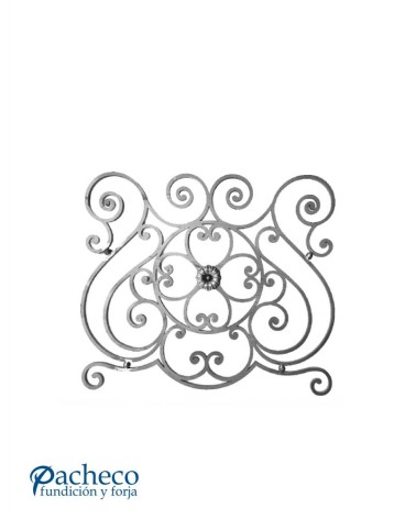 Balaustrada de Forja Eses de Forja Con Flor Central y Relieve En Ambas Caras Cuadrado 12 mm