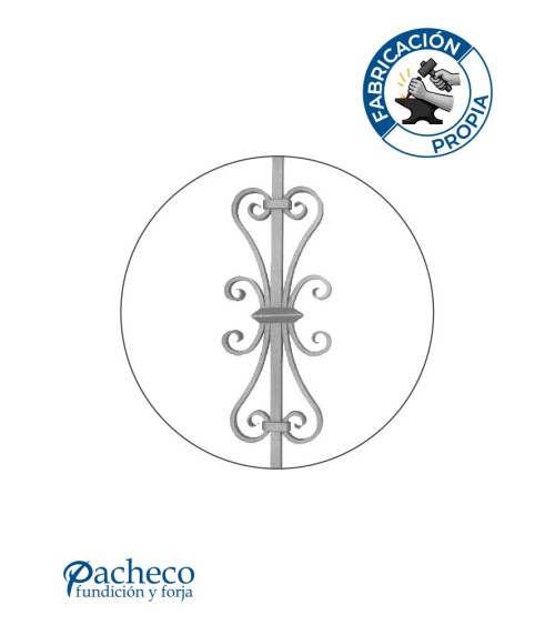 Balaustre Forjado Adorno Hierro Cuadrado 16 mm