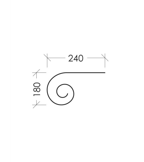 Remate para Pasamanos de Forja en Caracol Liso con Pliegues Media Caña 50x14 - 40x12 mm