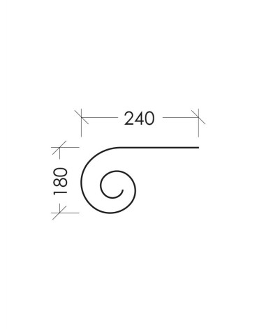 Remate para Pasamanos de Forja en Caracol Liso con Pliegues Media Caña 50x14 - 40x12 mm