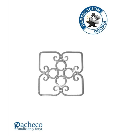 Balaustrada de Forja Cuadrada Aros Centrales Cuadrado 12 mm