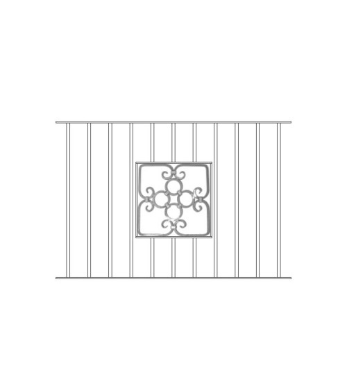 Balaustrada de Forja Cuadrada Aros Centrales Cuadrado 12 mm