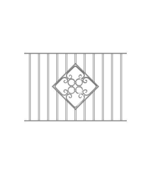 Balaustrada de Forja Cuadrada Aros Centrales Cuadrado 12 mm