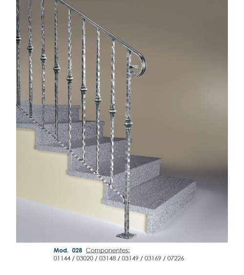 Remate para Pasamanos de Forja en Caracol Liso con Pliegues Media Caña 50x14 - 40x12 mm