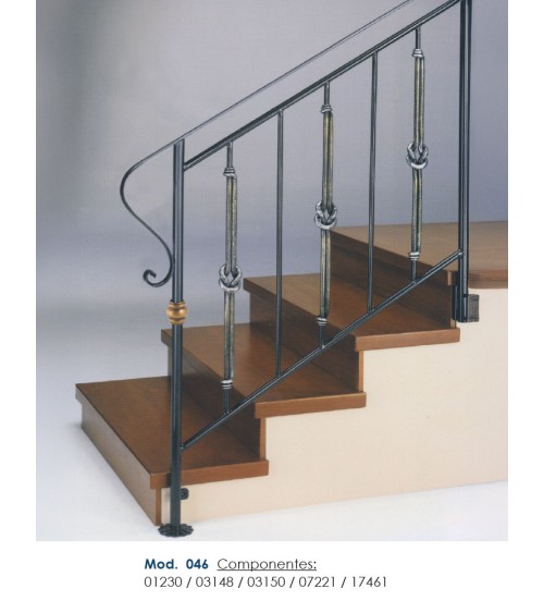 Remate para Pasamanos de Forja con Curva Abierta Liso con Pliegues Media Caña 50x14 - 40x12 mm