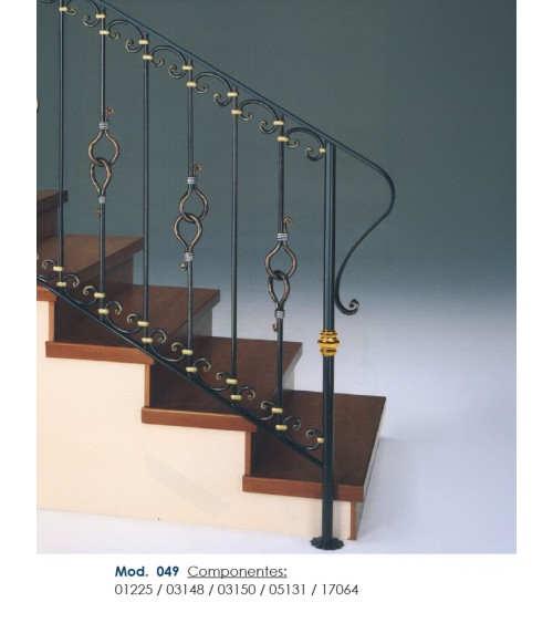 Remate para Pasamanos de Forja con Curva Abierta Liso con Pliegues Media Caña 50x14 - 40x12 mm